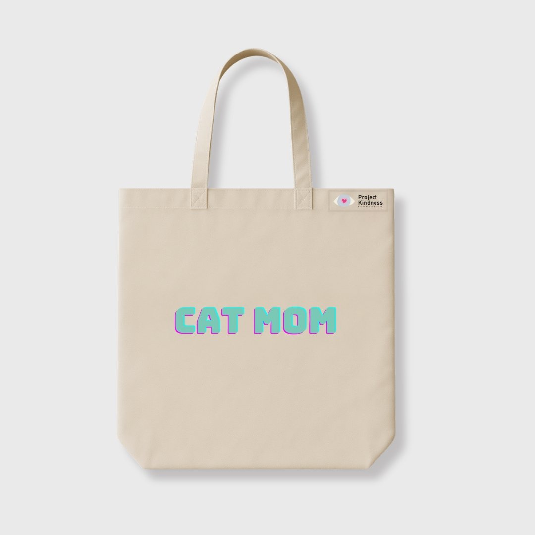 Cat Mom Cream Tote Bag